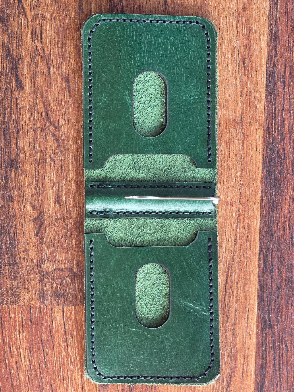 Leather Wallet with spring money clip