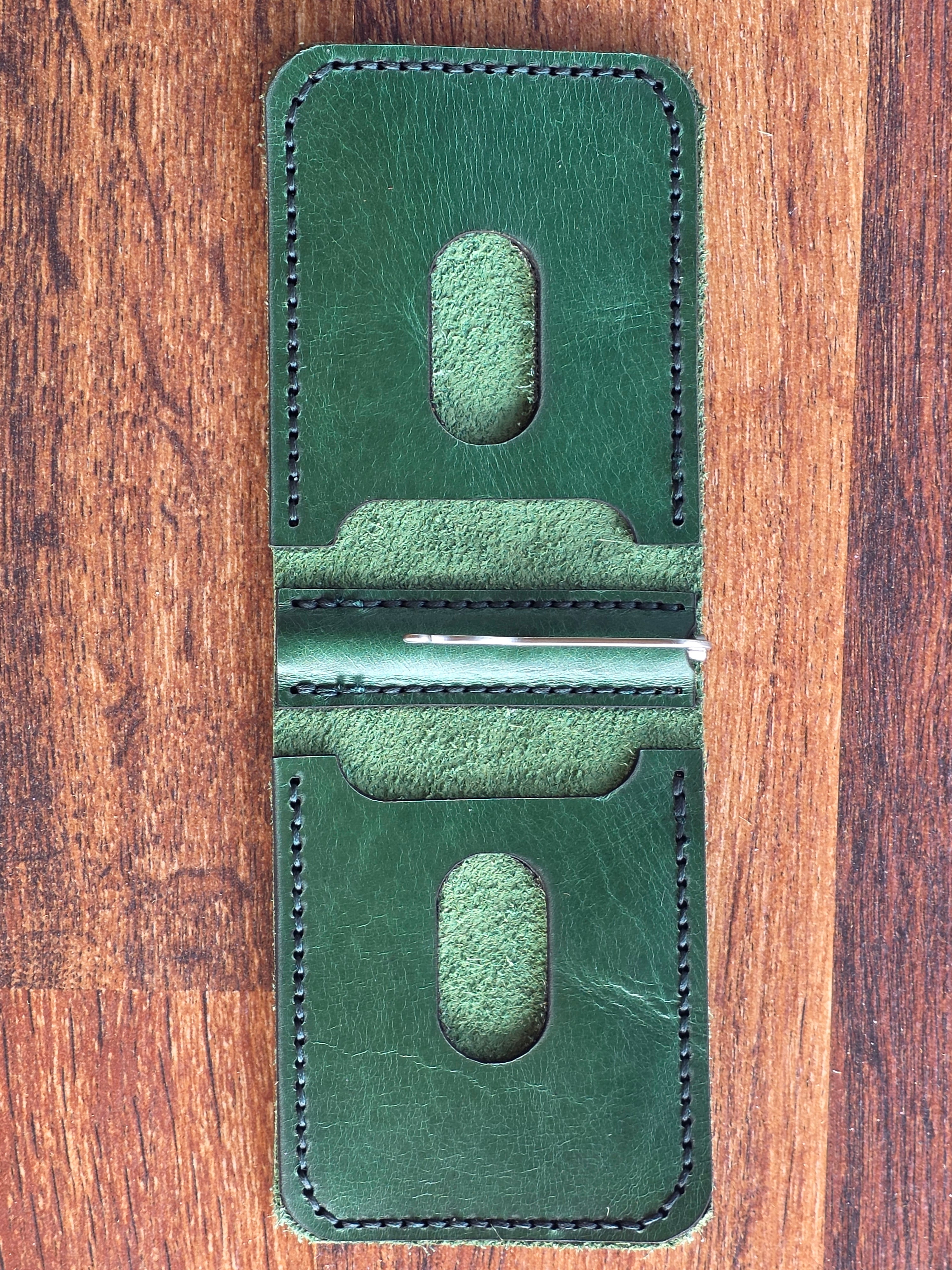 Leather Wallet with spring money clip