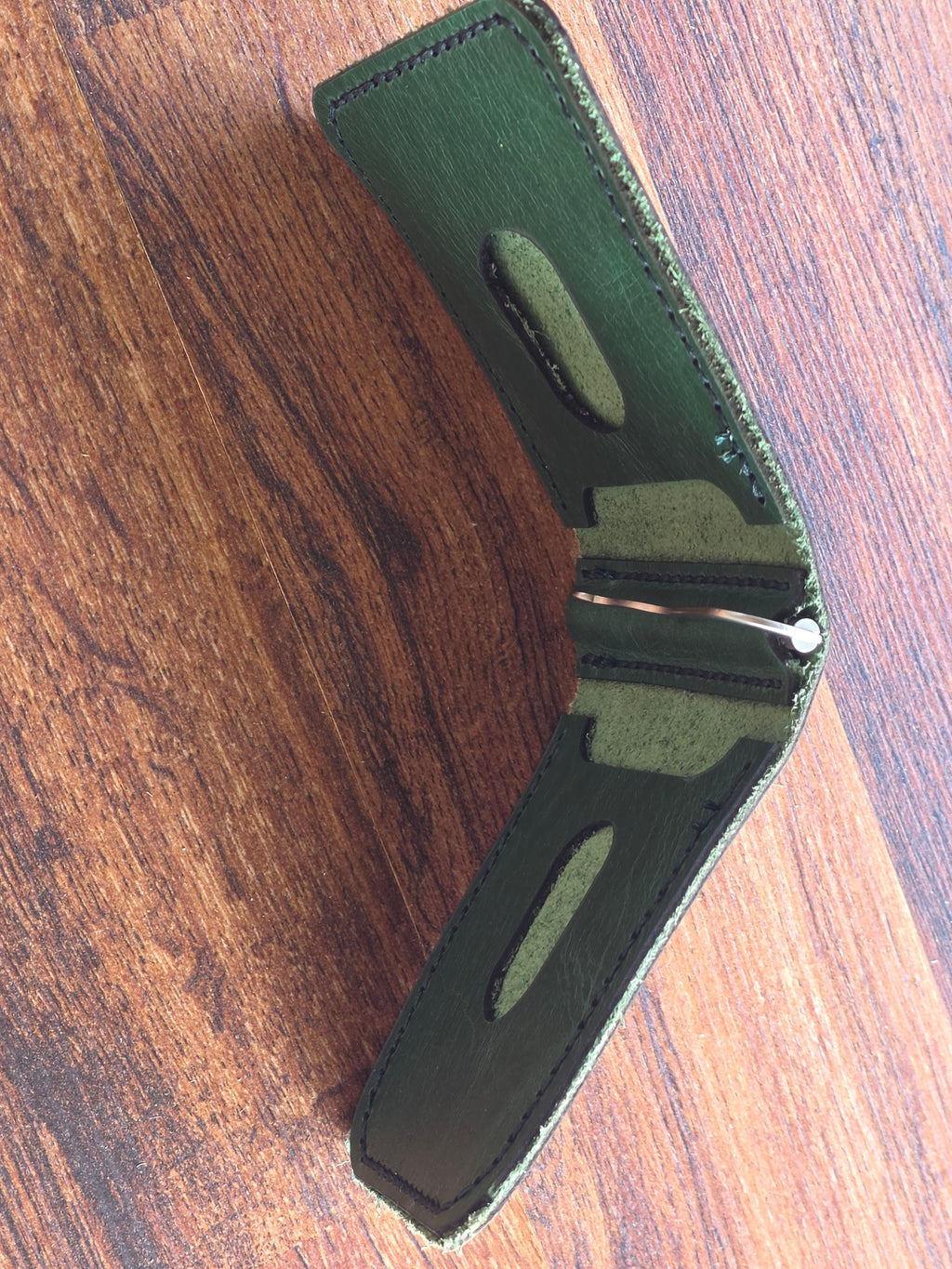 Leather Wallet with spring money clip